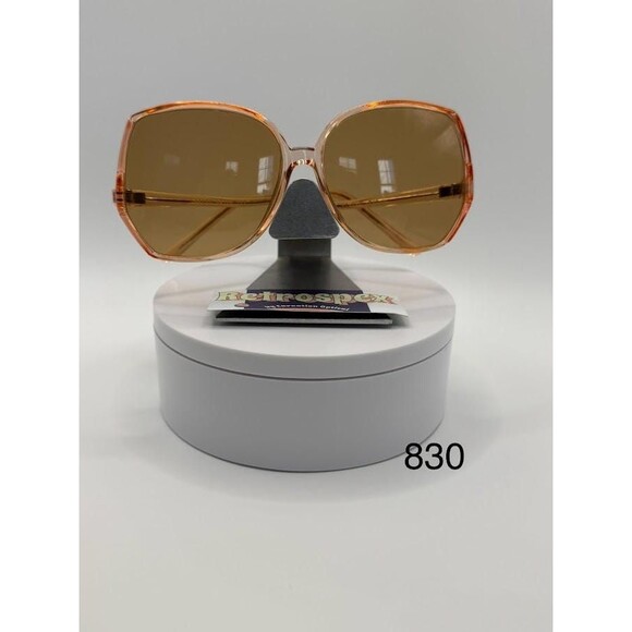 NEW Vintage Oversize Sunglasses Drop Temple Style Crystal Brown Monochrome #830 - Picture 3 of 10